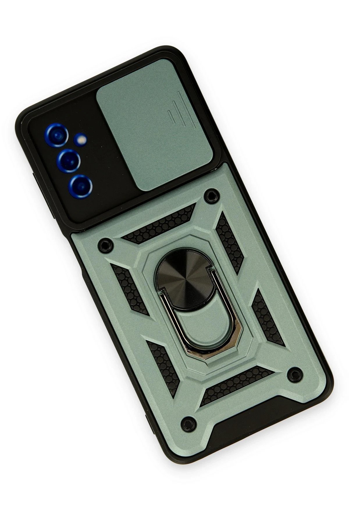 Samsung Galaxy M52 5G Kılıf Pars Lens Yüzüklü Silikon - Yeşil-(5796) - Görsel 3