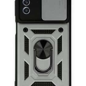 Samsung Galaxy M52 5G Kılıf Pars Lens Yüzüklü Silikon - Gümüş-(5796)