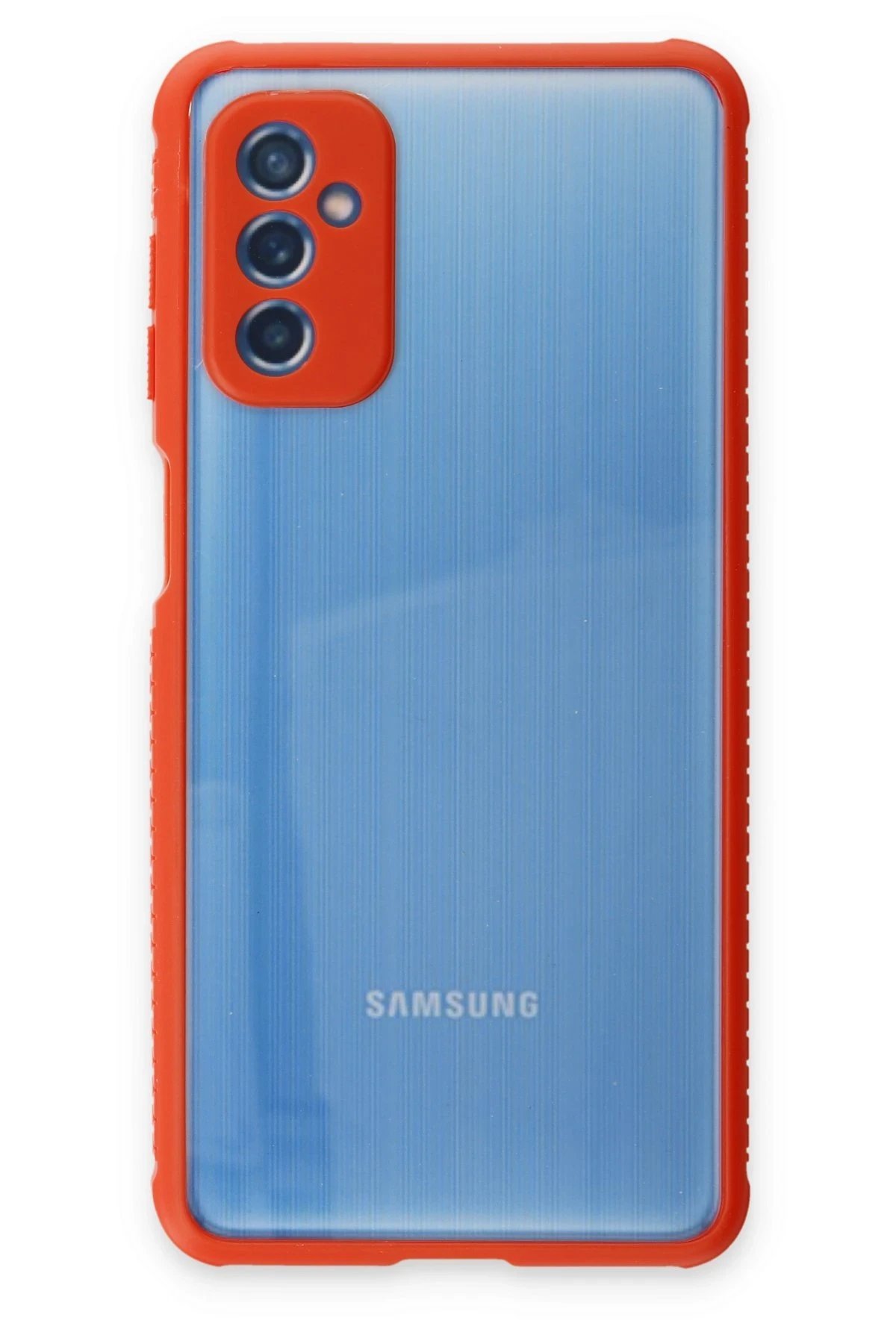Samsung Galaxy M52 5G Kılıf Miami Şeffaf Silikon - Kırmızı-(5796)