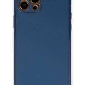 iPhone 12 Pro Max Kılıf Coco Deri Silikon Kapak - Açık Mavi-(5796)