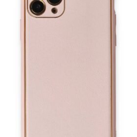 iPhone 11 Pro Max Kılıf Coco Deri Silikon Kapak - Pudra-(5796)