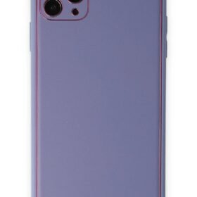 iPhone 11 Pro Max Kılıf Coco Deri Silikon Kapak - Açık Lila-(5796)