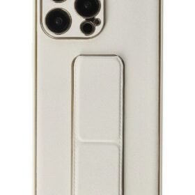 iPhone 13 Pro Kılıf Coco Deri Standlı Kapak - Beyaz-(5796)