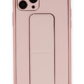 iPhone 11 Pro Max Kılıf Coco Deri Standlı Kapak - Pembe-(5796)