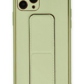 iPhone 11 Pro Max Kılıf Coco Deri Standlı Kapak - Su Yeşili-(5796)