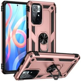 Xiaomi Redmi Note 11T Kılıf Sofya Yüzüklü Silikon Kapak - Rose-(5796)