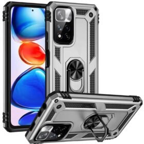 Xiaomi Redmi Note 11 Pro Plus 5G Kılıf Sofya Yüzüklü Silikon Kapak - Gümüş-(5796)