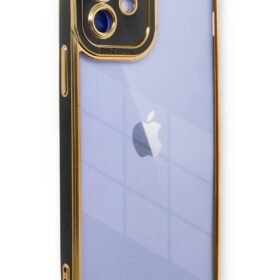 iPhone 12 Kılıf Liva Lens Silikon - Siyah-(5796)