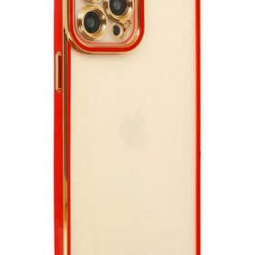 iPhone 12 Pro Kılıf Liva Lens Silikon - Kırmızı-(5796)