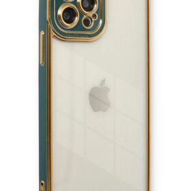 iPhone 12 Pro Kılıf Liva Lens Silikon - Yeşil-(5796)