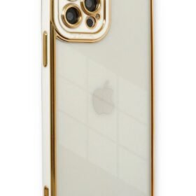 iPhone 12 Pro Max Kılıf Liva Lens Silikon - Beyaz-(5796)