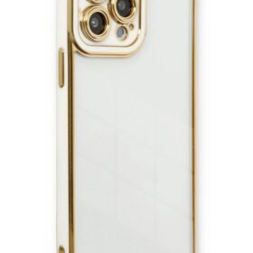 iPhone 13 Pro Kılıf Liva Lens Silikon - Beyaz-(5796)