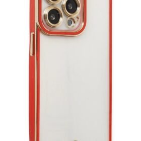 iPhone 13 Pro Kılıf Liva Lens Silikon - Kırmızı-(5796)