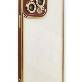 iPhone 13 Pro Kılıf Liva Lens Silikon - Bordo-(5796)