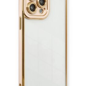 iPhone 13 Pro Max Kılıf Liva Lens Silikon - Pudra-(5796)