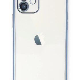 iPhone 12 Kılıf Lensli Silikon - Açık Mavi-(5796)