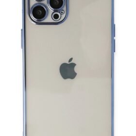 iPhone 12 Pro Max Kılıf Lensli Silikon - Açık Mavi-(5796)