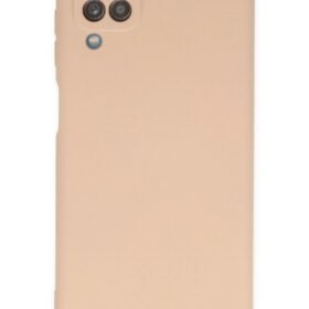 Samsung Galaxy A12 Kılıf Nano içi Kadife Silikon - Pudra-(5796)