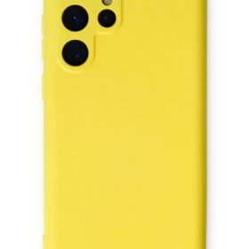Samsung Galaxy S22 Ultra Kılıf Nano içi Kadife Silikon - Sarı-(5796)