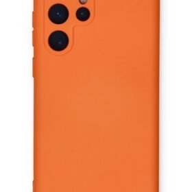 Samsung Galaxy S22 Ultra Kılıf Nano içi Kadife Silikon - Turuncu-(5796)