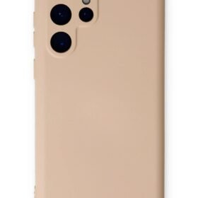 Samsung Galaxy S22 Ultra Kılıf Nano içi Kadife Silikon - Pudra-(5796)