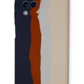 Samsung Galaxy A22 Kılıf Ebruli Lansman Silikon - Lacivert-Krem-(5796)