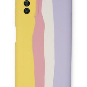 Samsung Galaxy A03S Kılıf Ebruli Lansman Silikon - Sarı-Mavi-(5796)