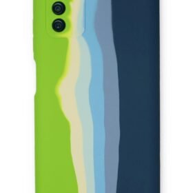 Samsung Galaxy A03S Kılıf Ebruli Lansman Silikon - Yeşil-Koyu Yeşil-(5796)