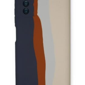 Samsung Galaxy A03S Kılıf Ebruli Lansman Silikon - Lacivert-Krem-(5796)