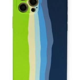 iPhone 12 Pro Max Kılıf Ebruli Lansman Silikon - Yeşil-Koyu Yeşil-(5796)