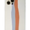 iPhone 12 Pro Max Kılıf Ebruli Lansman Silikon - Beyaz-Turuncu-(5796)