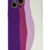 iPhone 12 Pro Max Kılıf Ebruli Lansman Silikon - Mor-Beyaz-(5796)