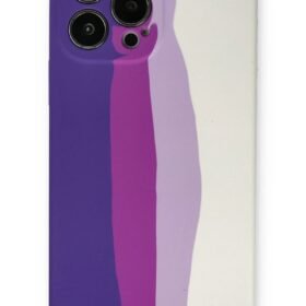 iPhone 13 Pro Kılıf Ebruli Lansman Silikon - Mor-Beyaz-(5796)