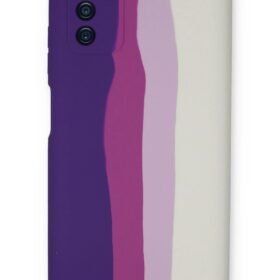 Samsung Galaxy A03S Kılıf Ebruli Lansman Silikon - Mor-Beyaz-(5796)