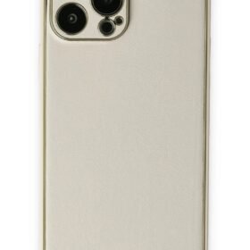 iPhone 13 Pro Kılıf Coco Deri Silikon Kapak - Beyaz-(5796)