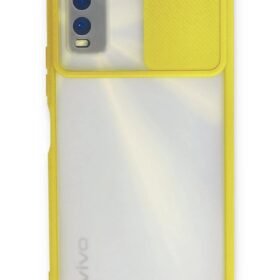 Vivo Y11S Kılıf Palm Buzlu Kamera Sürgülü Silikon - Sarı-(5796)
