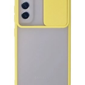 Samsung Galaxy S21 FE Kılıf Palm Buzlu Kamera Sürgülü Silikon - Sarı-(5796)