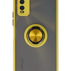 Vivo Y11S Kılıf Montreal Yüzüklü Silikon Kapak - Sarı-(5796)