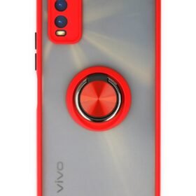 Vivo Y11S Kılıf Montreal Yüzüklü Silikon Kapak - Kırmızı-(5796)