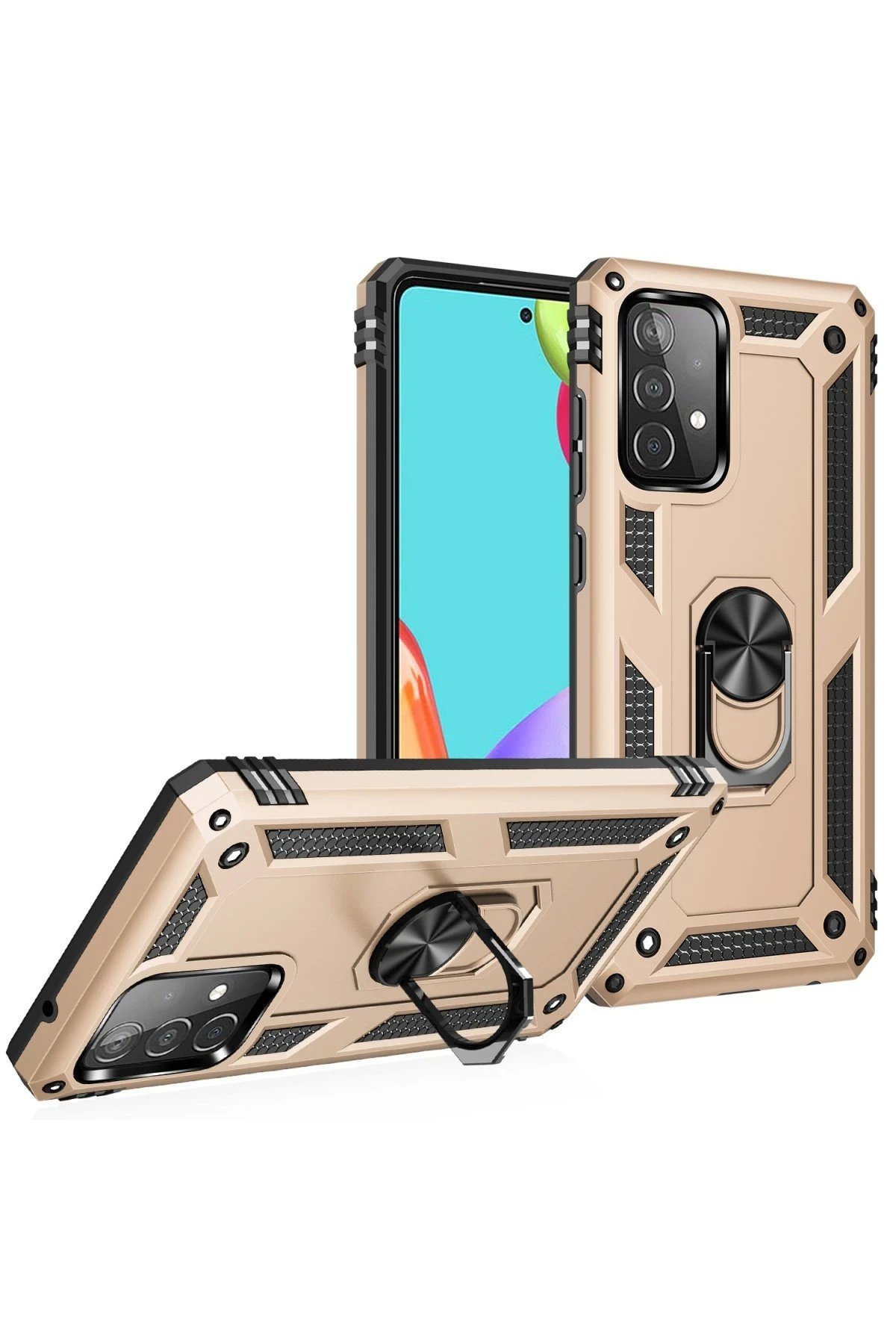 Samsung Galaxy A53 5G Kılıf Sofya Yüzüklü Silikon Kapak - Gold-(5796) - Görsel 2