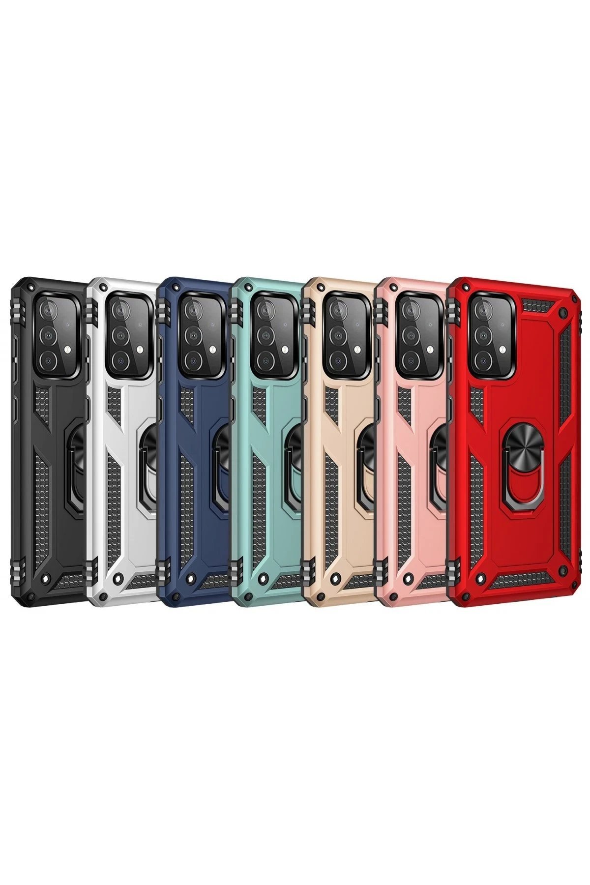 Samsung Galaxy A53 5G Kılıf Sofya Yüzüklü Silikon Kapak - Gold-(5796) - Görsel 4