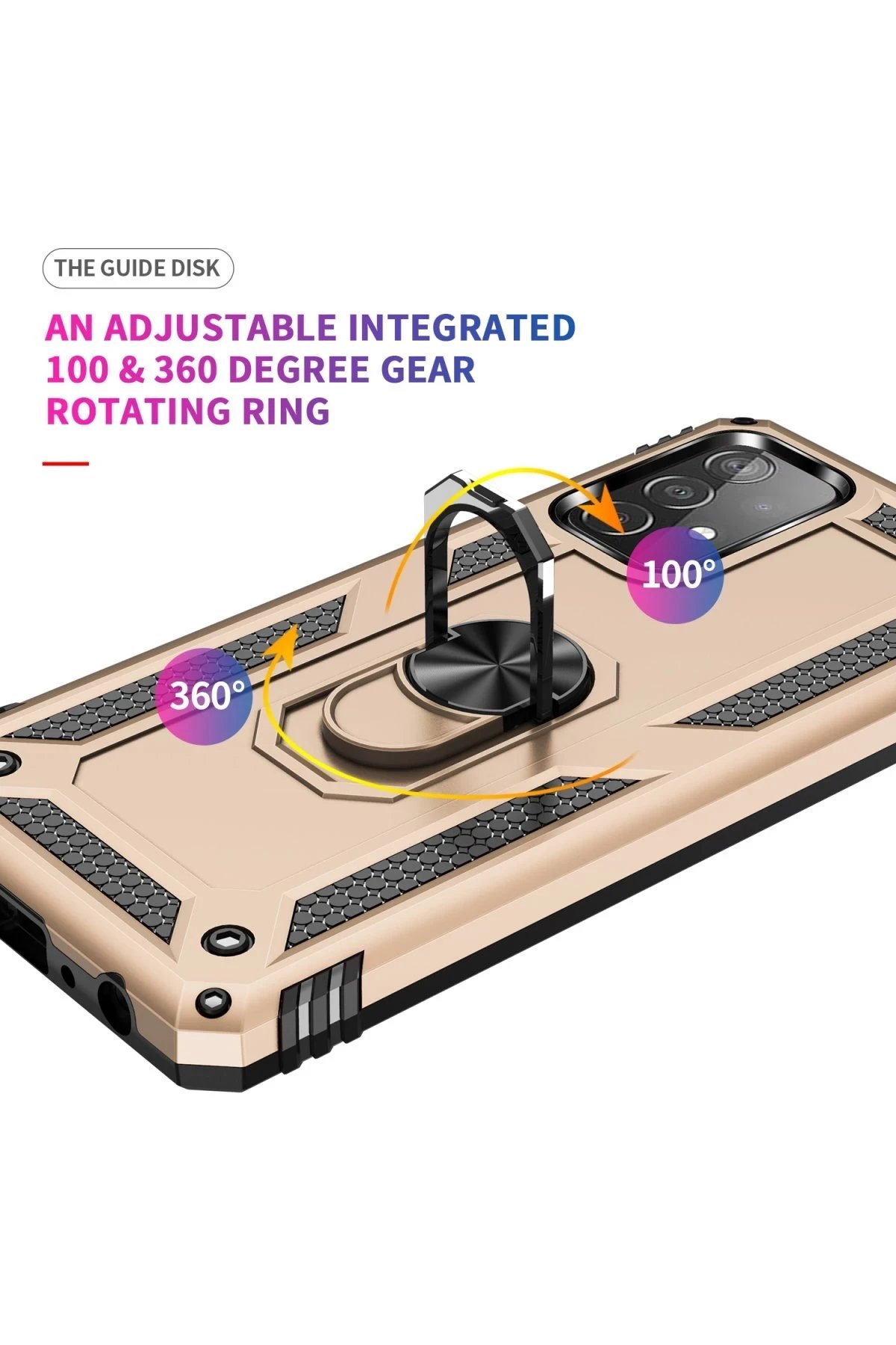 Samsung Galaxy A53 5G Kılıf Sofya Yüzüklü Silikon Kapak - Gold-(5796) - Görsel 5