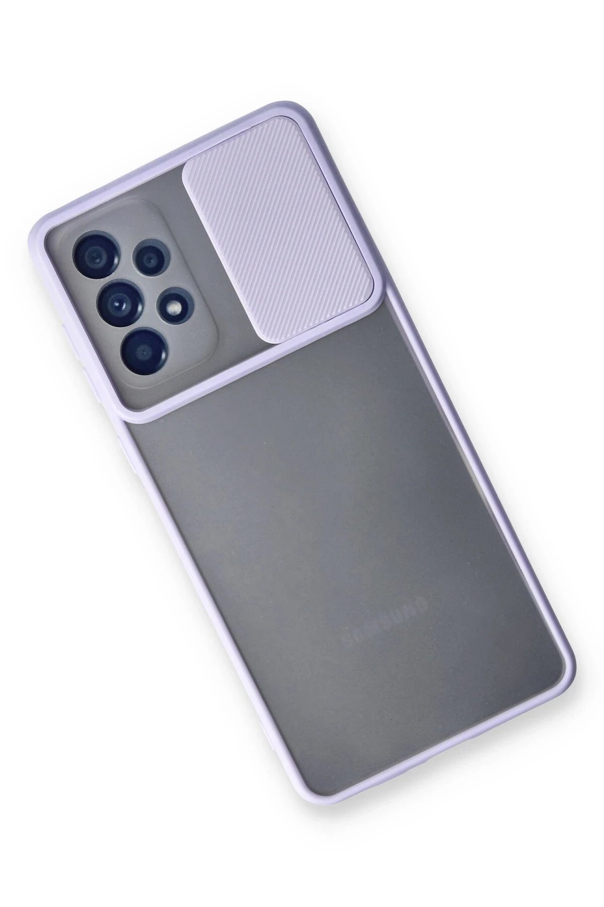 Samsung Galaxy A33 5G Kılıf Palm Buzlu Kamera Sürgülü Silikon - Lila-(5796) - Görsel 3