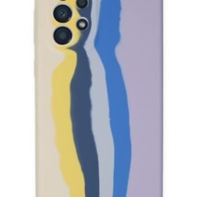 Samsung Galaxy A53 5G Kılıf Ebruli Lansman Silikon - Sarı-Lila-(5796)