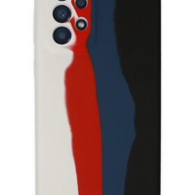 Samsung Galaxy A53 5G Kılıf Ebruli Lansman Silikon - Beyaz-Siyah-(5796)