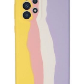 Samsung Galaxy A53 5G Kılıf Ebruli Lansman Silikon - Sarı-Mavi-(5796)