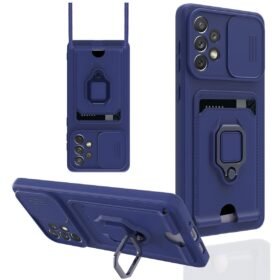 Samsung Galaxy A53 5G Kılıf Zuma Kartvizitli Yüzüklü Silikon - Lacivert-(5796)