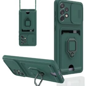 Samsung Galaxy A53 5G Kılıf Zuma Kartvizitli Yüzüklü Silikon - Yeşil-(5796)