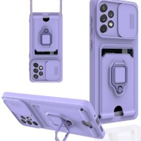 Samsung Galaxy A53 5G Kılıf Zuma Kartvizitli Yüzüklü Silikon - Lila-(5796)