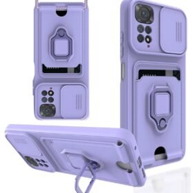 Xiaomi Redmi Note 11 Pro Kılıf Zuma Kartvizitli Yüzüklü Silikon - Lila-(5796)